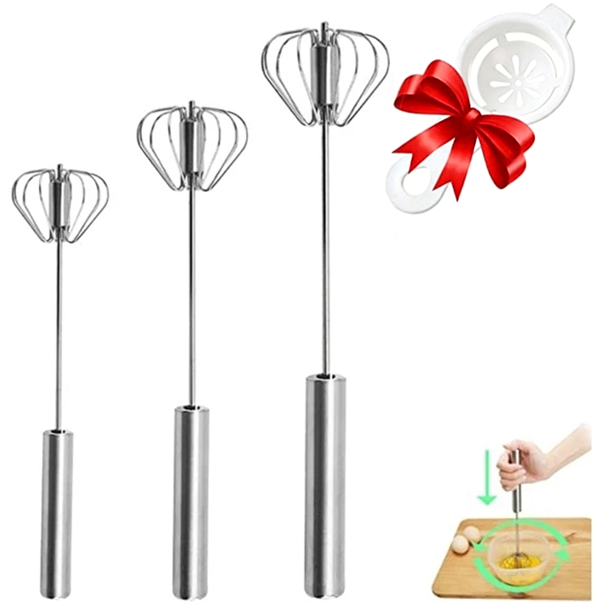 Kitchen Appliances For Sale - 1/3pcs Stainless Steel Egg Beater Durable